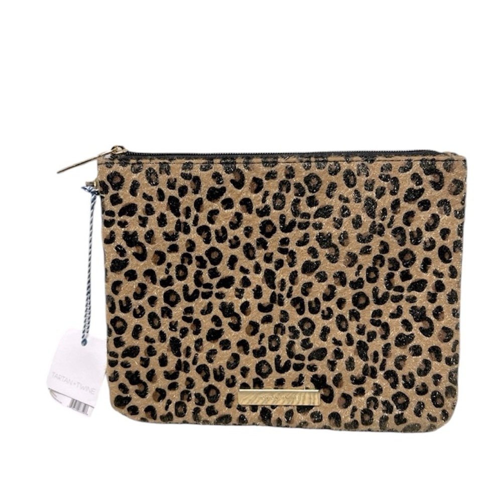 Tartan & twine animal print faux fur clutch Hand bag NWT